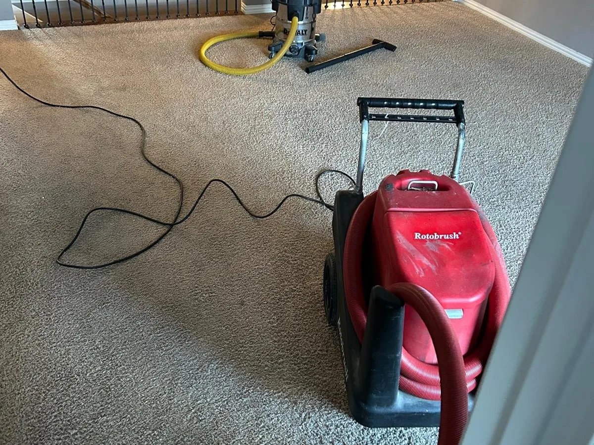 Prime Air Duct Experts duct-cleaning equipment staged inside a home in Greater Houston